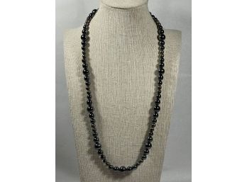 Hematite & Sterling Silver Graduated Beaded Necklace