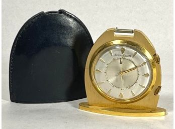 Vintage Gilt Bronze Travel Clock By LeCoultre