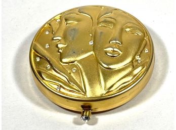 Estee Lauder Compact Gold Gilt Metal W Female Deco Figures
