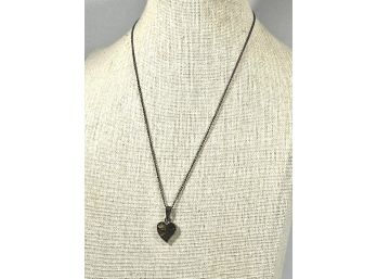 Vintage Mexican Sterling Silver Heart Pendant Chain Necklace