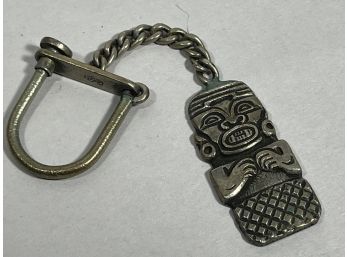 Vintage Solid Silver Figural Tiki Key Chain