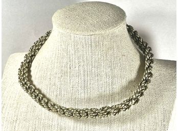 Low Grade Silver Ethnographic Braided Torque Necklace W Snake Heads