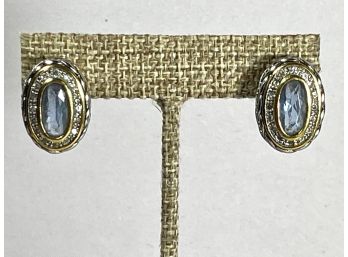 Pair Gold Tone Fancy Gemstone Pierced Earrings