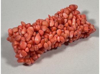 Contemporary Genuine Coral Beaded Expandable Bracelet Wide
