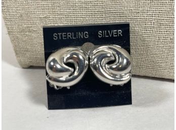 Sterling Silver Contemporary Clip Earrings Never Worn