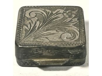 Vintage Sterling Silver Engraved Pill Box