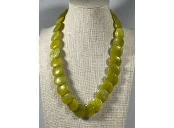 Polished Hard Stone Green Disc Formed Shaped Necklace
