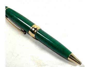 Small Size Green Ball Point Pen Gold Tone