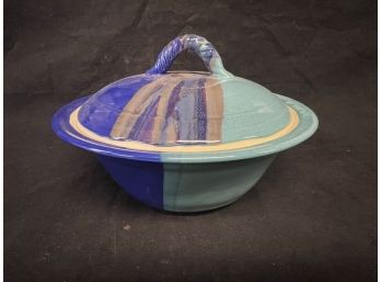 Blue Lidded Pottery Dish