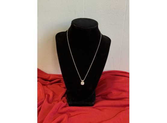 Beautiful Large CZ Set In Sterling Silver Necklace