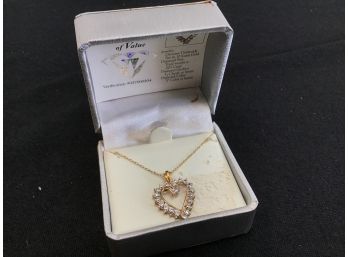 10K Gold Diamond Accent Heart Necklace NEW