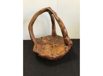 Large Hand Made Wood Basket Bowl