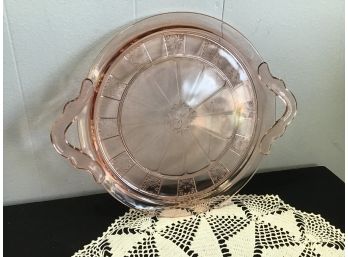 Pink Depression Glass Cake Plate