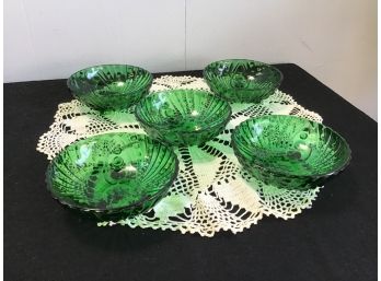 Vintage Green Accent Bowls Lot Of 5