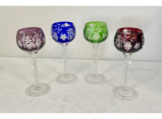 Set Of Vintage Nachtmann Traube Style Cut Glass Wine Glasses