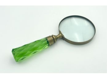 Vintage Magnifying Glass With Green Glass Handle
