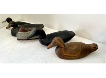 Lot Of Five Vintage Hand Carved Wooden Duck Decoys