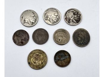 Lot Of Nine Vintage Coins From The 1800s