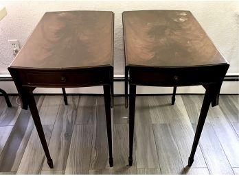 Pair Of Vintage Wooden Drop Leaf Side Tables