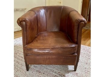 Stunning Barrel Back Leather Chair