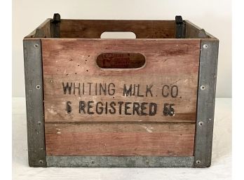 Vintage Wooden Milk Crate From Cesco Container Company - Marked Whiting Milk Co 8 Registered 55