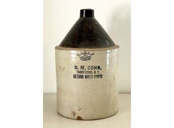 Vintage Ceramic Glazed Five Gallon Crock From D.M.Cohn Tarrytown, NY
