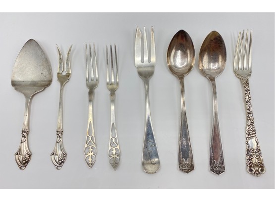 8 Pieces Mixed Sterling Silver Cocktail Forks, Teaspoons & More (Total Weight: 4.7oz)