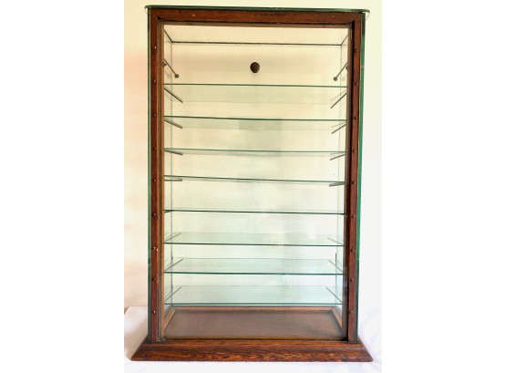 Antique Manhattan Show Case Company Wood & Glass Display Cabinet