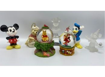 Seven Disney Figures & Snow Globes, Some Vintage