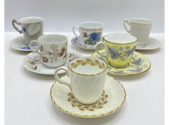 6 Vintage Fine China Tea Cups & Saucers: Mintons, Spode, Wedgwood, Tressemanes & Vogt & More