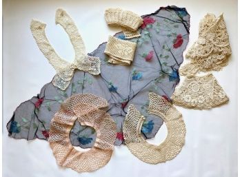 Vintage Hand Made Lace Collars, Sashes & Shawl (8 Pieces)