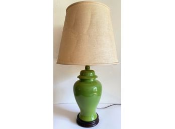 Table Lamp With Crackle Glaze Finish And Wood Base