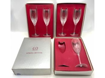 5 Vintage Lenox Crystal Champagne Glasses In Original Boxes (1 Missing Glass)