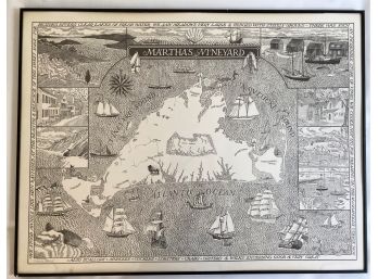 Consuelo Joerns Lithograph Map  Of Martha's Vineyard, Signed