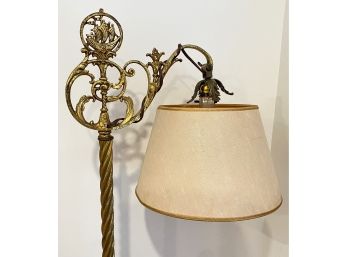 Antique Floor Lamp With Marble Base & Boat Motif
