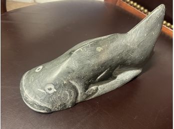 Modern  Inuit Soapstone ( Steatite) Carving I Of A Fish Signed .