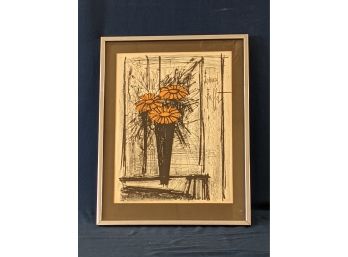 'Flower' By Bernard Buffet Vintage Lithograph With Collector's Guild Certificate Of Authenticity