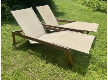 Pair Of Teak Gloster Outdoor Lounges