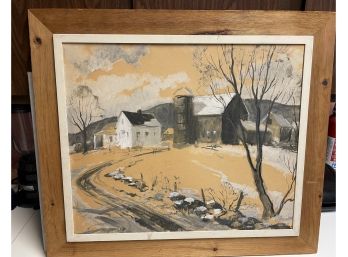 Rockport Mass Listed Artist Harry Russell Ballinger W/c Farm  Scene . Fabulous Work 30x26 Framed Signed  By Th