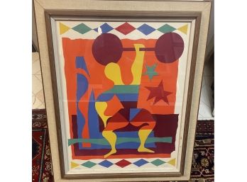 MCM 1970 Lithograph By Listed French Artist Leon Gischia The Weight Lifter