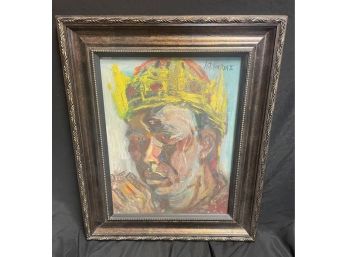 American Expressionist Hutchinson 11 .  Modern Portrait Of A Man With Viking Hat .