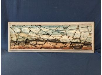 Ralph Eno Unique Cut Textured & Painted Wood Pieces - Abstract Landscape