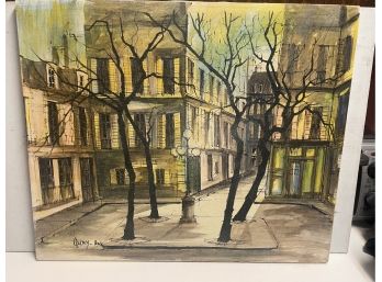 MCM Paris  Street Scene Oil On Canvas By French Artist.  Quency 20x24 Un Framed