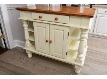 Plow & Hearth Dual Sided Country Style Kitchen Island In Antique White Finish