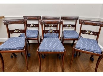 Set Of Six Antique Fine Quality Regency Cuban Mahogany English Cane Seat Dining Chairs