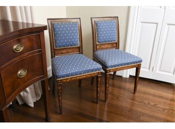 Pair Of Authentic Antique Biedermeier Inlaid Wood Chairs From The Estate Of Cornelius Crane