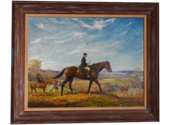 Signed Edward L. Chase (American, 1884-1965) Oil On Canvas Painting Of An Equestrian Scene