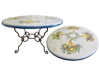 Vintage Italian Ceramic Dining Table With Iron Base (RETAIL $4,000)
