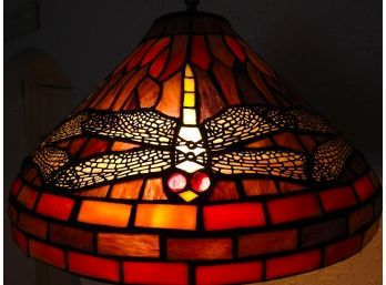 Gorgeous Tiffany Styled Stained Glass Dragonfly Floor Lamp NICE COLORS