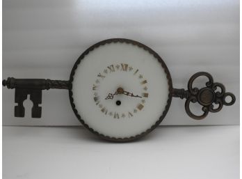 Vintage 23 Inch Glass And Metal Winding Key Clock Made In Germany